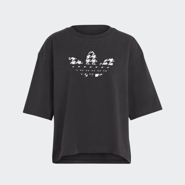 T-shirt Adidas Originals Trèfle Pied-de-poule Noir