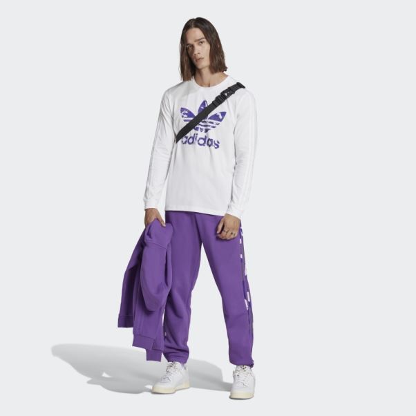 T-shirt Blanc à Manches Longues Et Rayures Camo Adidas