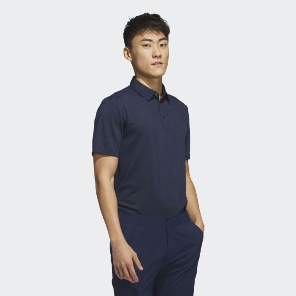 Adidas Polo De Golf En Jacquard Texturé Bleu Marine