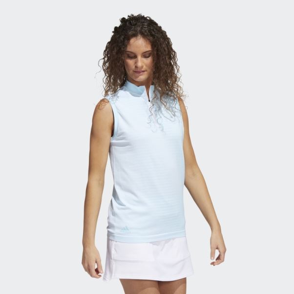 Polo Sans Manches Adidas Primeknit Bleu