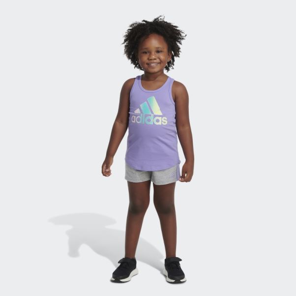 Tank Ft Short Set Chi Violet Clair Adidas