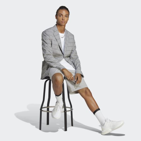 Adidas Short Gris Moyen En Molleton à Gros Logo Essentials