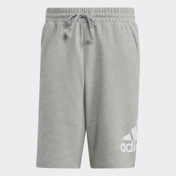 Adidas Short Gris Moyen En Molleton à Gros Logo Essentials