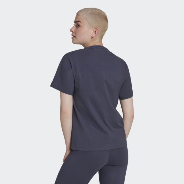 T-shirt Brodé Adidas Bleu Marine