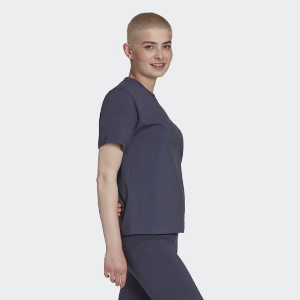 T-shirt Brodé Adidas Bleu Marine