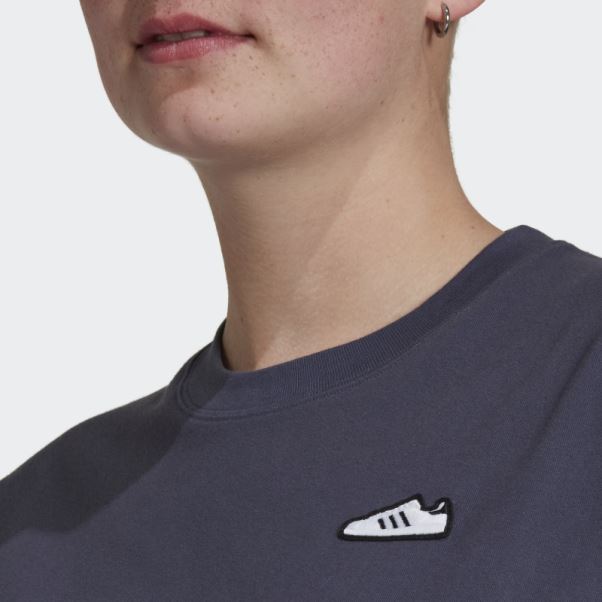 T-shirt Brodé Adidas Bleu Marine