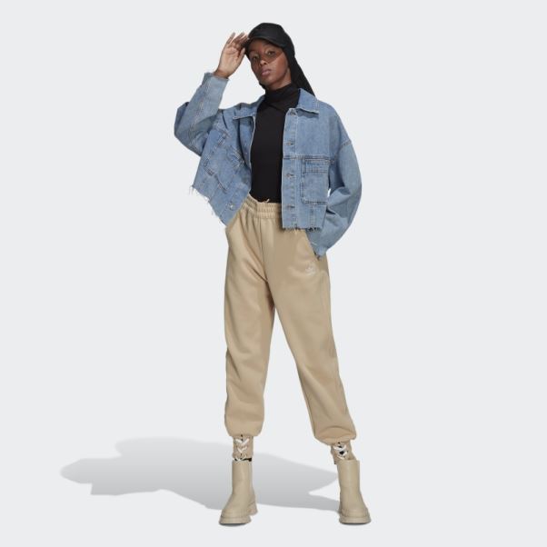 Pantalon Adidas Toujours Original Beige Avec Revers à Lacets