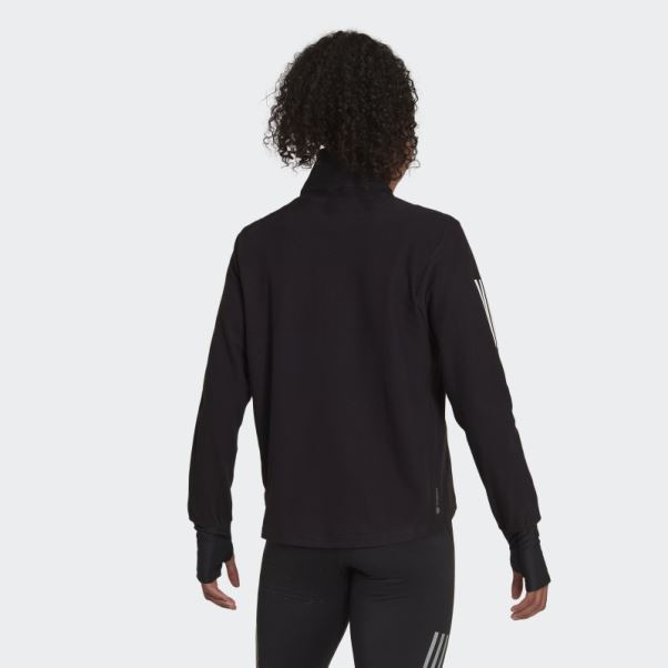 Sweat-shirt Adidas Own The Run Running 1/2 Zip Noir