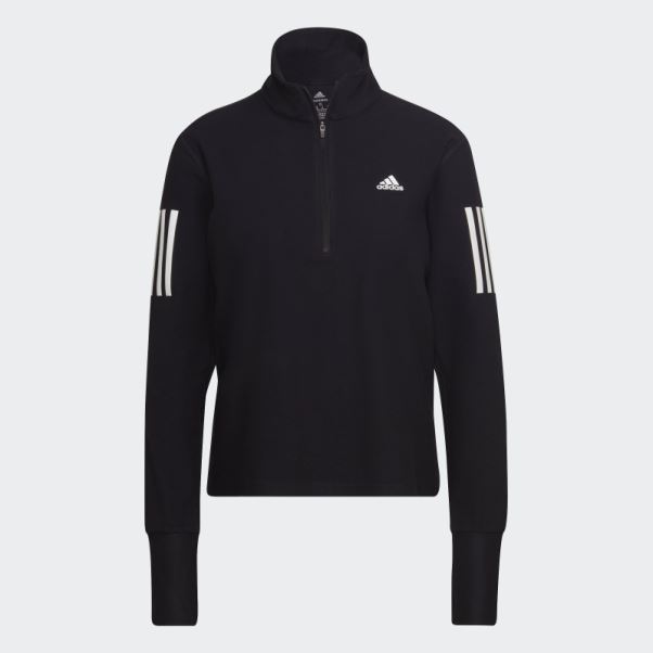 Sweat-shirt Adidas Own The Run Running 1/2 Zip Noir
