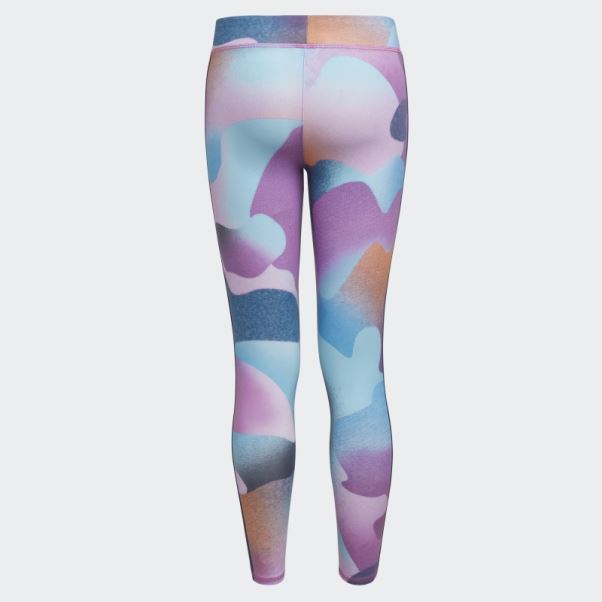 Adidas Lilas Collants à Fleurs En Coton Imprimé Allover 3 Bandes