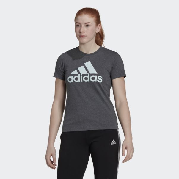 T-shirt Logo Adidas Gris Foncé Chiné Essentials