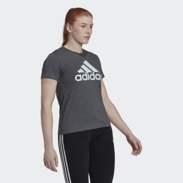 T-shirt Logo Adidas Gris Foncé Chiné Essentials