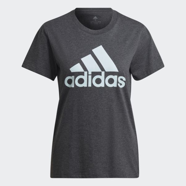 T-shirt Logo Adidas Gris Foncé Chiné Essentials