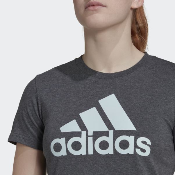 T-shirt Logo Adidas Gris Foncé Chiné Essentials