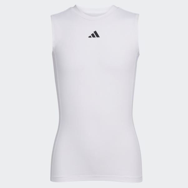 Top Techfit Sans Manches Adidas Blanc