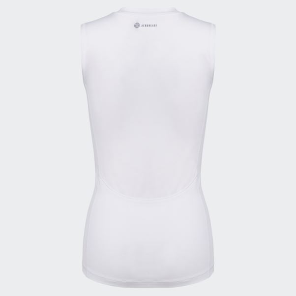 Top Techfit Sans Manches Adidas Blanc