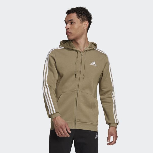 Sweat à Capuche Zippé En Polaire 3 Bandes Essentials Orbite Vert Adidas