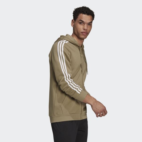 Sweat à Capuche Zippé En Polaire 3 Bandes Essentials Orbite Vert Adidas