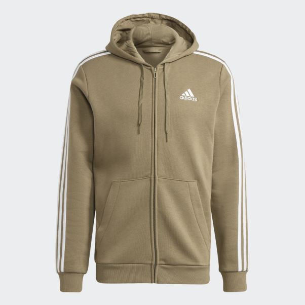 Sweat à Capuche Zippé En Polaire 3 Bandes Essentials Orbite Vert Adidas