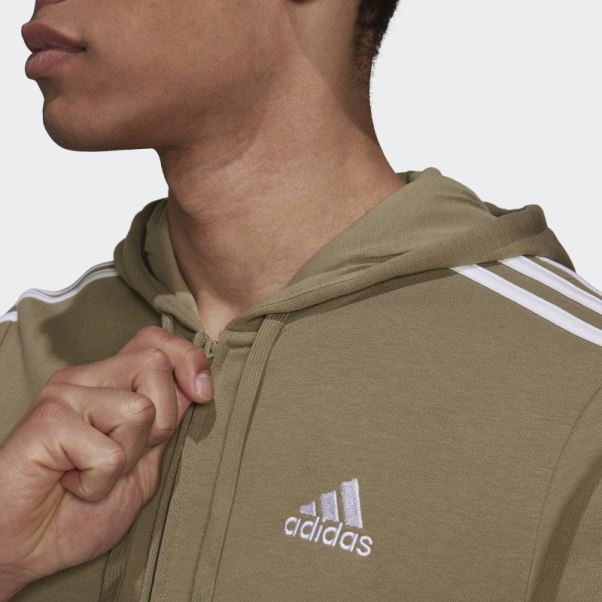 Sweat à Capuche Zippé En Polaire 3 Bandes Essentials Orbite Vert Adidas