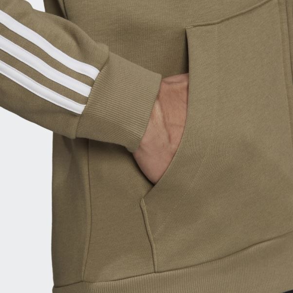 Sweat à Capuche Zippé En Polaire 3 Bandes Essentials Orbite Vert Adidas