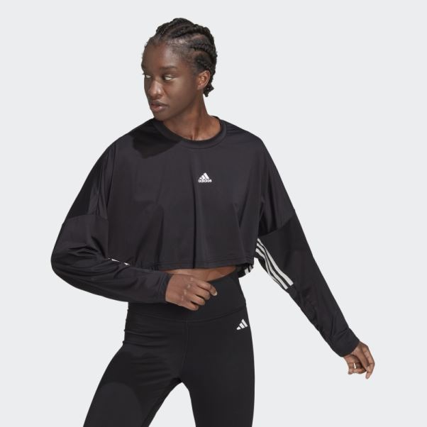 Sweat Oversize Léger à 3 Bandes Coupe Hyperglam Adidas Noir