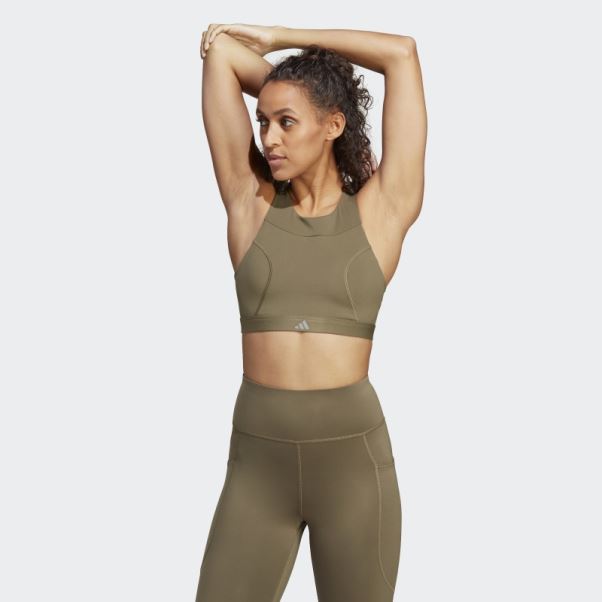 Soutien-gorge De Course à Maintien Moyen Adidas Olive